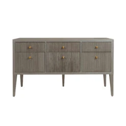 Worlds Away Fluted Six Drawer Buffet - Brass Knobs - Smoke Grey Oak -Worlds Away WA PALMER SG 62964.1647956875 ni 61587.1707481786