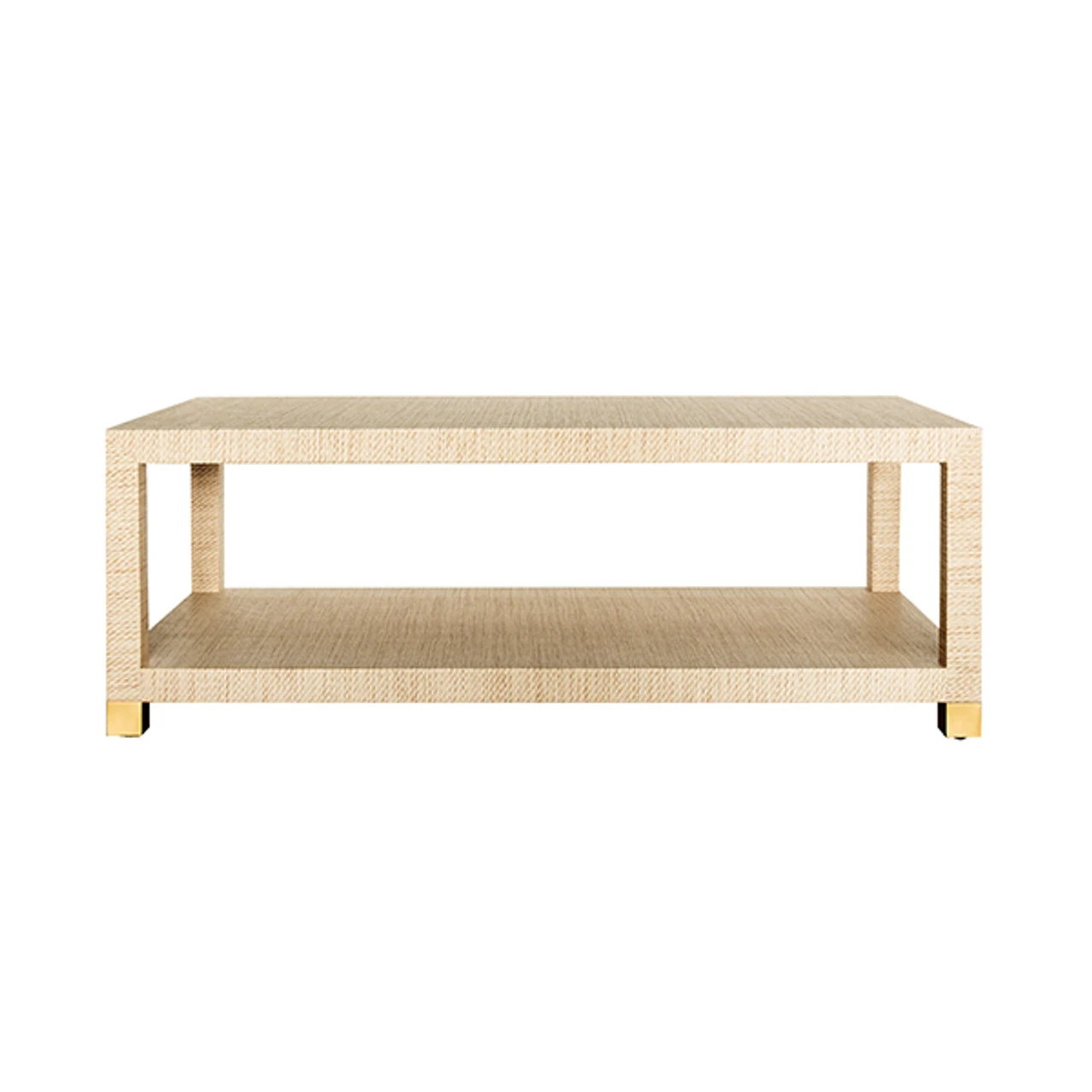 Worlds Away Coffee Table - Antique Brass Foot Caps - Natural Grasscloth 7 Worlds Away Coffee Table - Antique Brass Foot Caps - Natural Grasscloth - Image 7