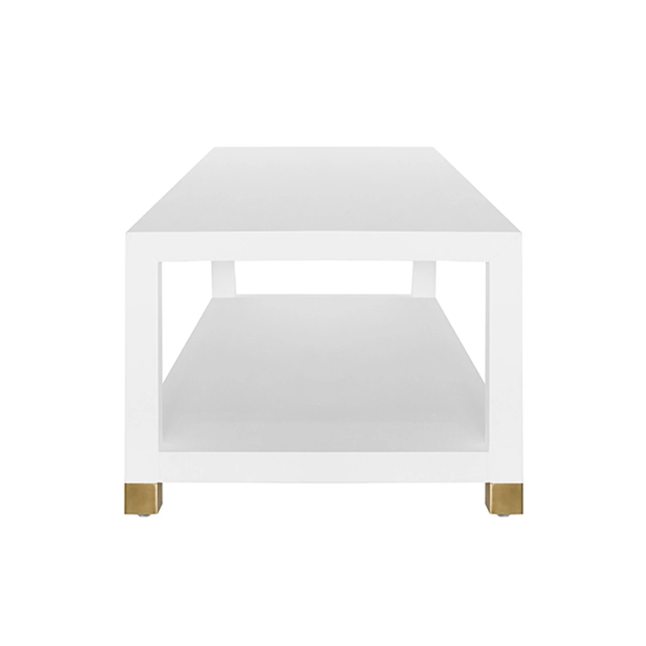 Worlds Away Coffee Table - Antique Brass Foot Caps - Matte White Lacquer 5 Worlds Away Coffee Table - Antique Brass Foot Caps - Matte White Lacquer - Image 5