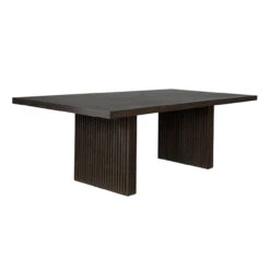 Worlds Away Plank Style Slatted Base Dining Table - Dark Espresso Oak