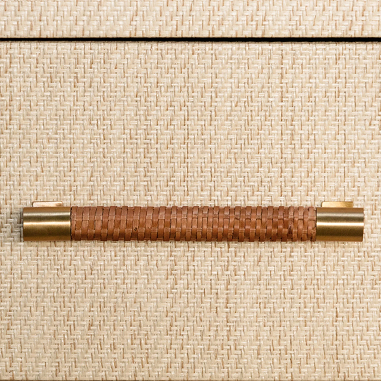 Worlds Away One Drawer Side Table - Rattan Wrapped Handle - Natural Grasscloth 2 Worlds Away One Drawer Side Table - Rattan Wrapped Handle - Natural Grasscloth - Image 2