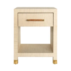 Worlds Away One Drawer Side Table - Rattan Wrapped Handle - Natural Grasscloth 8 Worlds Away One Drawer Side Table - Rattan Wrapped Handle - Natural Grasscloth -Worlds Away WA PELHAM NAT 28963.1647956796 ni 23934.1707481790