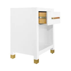 Worlds Away One Drawer Side Table - Rattan Wrapped Handle - Matte White Lacquer 10 Worlds Away One Drawer Side Table - Rattan Wrapped Handle - Matte White Lacquer -Worlds Away WA PELHAM WH OPEN 87897.1647956778 ni 66543.1707481792
