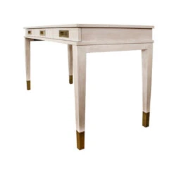 Worlds Away Three Drawer Desk - Brass Details - Cerused Oak -Worlds Away WA PLATO CO ANGLE 42643.1589819290 ni 40472.1707481793