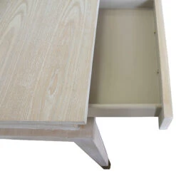 Worlds Away Three Drawer Desk - Brass Details - Cerused Oak