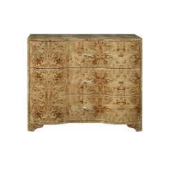 Worlds Away Three Drawer Chest - Burl Wood - Acrylic Hardware -Worlds Away WA PLYMOUTH BW 38137.1669752374 ni 93196.1707481794