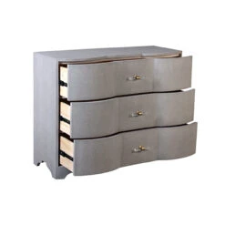 Worlds Away Three Drawer Chest - Grey Grasscloth -Worlds Away WA PLYMOUTH GRY OPEN 50694.1553802201 ni 12151.1707481795