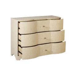 Worlds Away Three Drawer Chest - Natural Grasscloth -Worlds Away WA PLYMOUTH NAT OPEN 15105.1553802171 ni 43539.1707481796