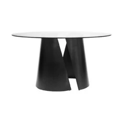 Worlds Away Set Of Two Dining Table Bases - Black Powder Coat - 48" Dia Glass