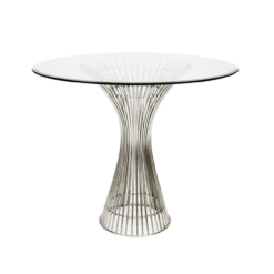 Worlds Away Powell Polished Stainless Side Table 30" Dia Top