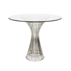 Worlds Away Powell Polished Stainless Side Table 42" Dia Top