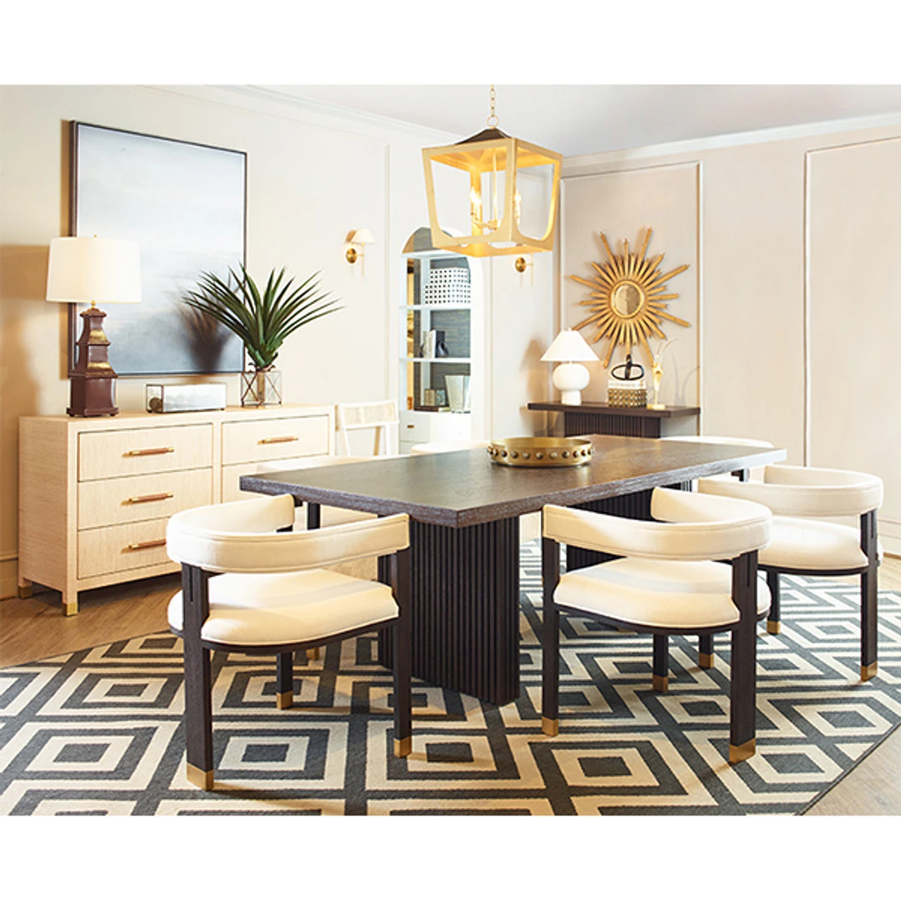 Worlds Away Six Drawer Chest - Rattan Wrapped Handles - Natural Grasscloth - Image 5