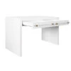 Worlds Away Waterfall Two Drawer Desk - Brass And Acrylic Hardware - White Lacquer