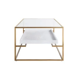 Worlds Away Glass Top Antique Brass Coffee Table - Floating Shelf - White Washed Oak -Worlds Away WA REAGAN WWO SIDE 52356.1664813036 ni 04973.1707481801