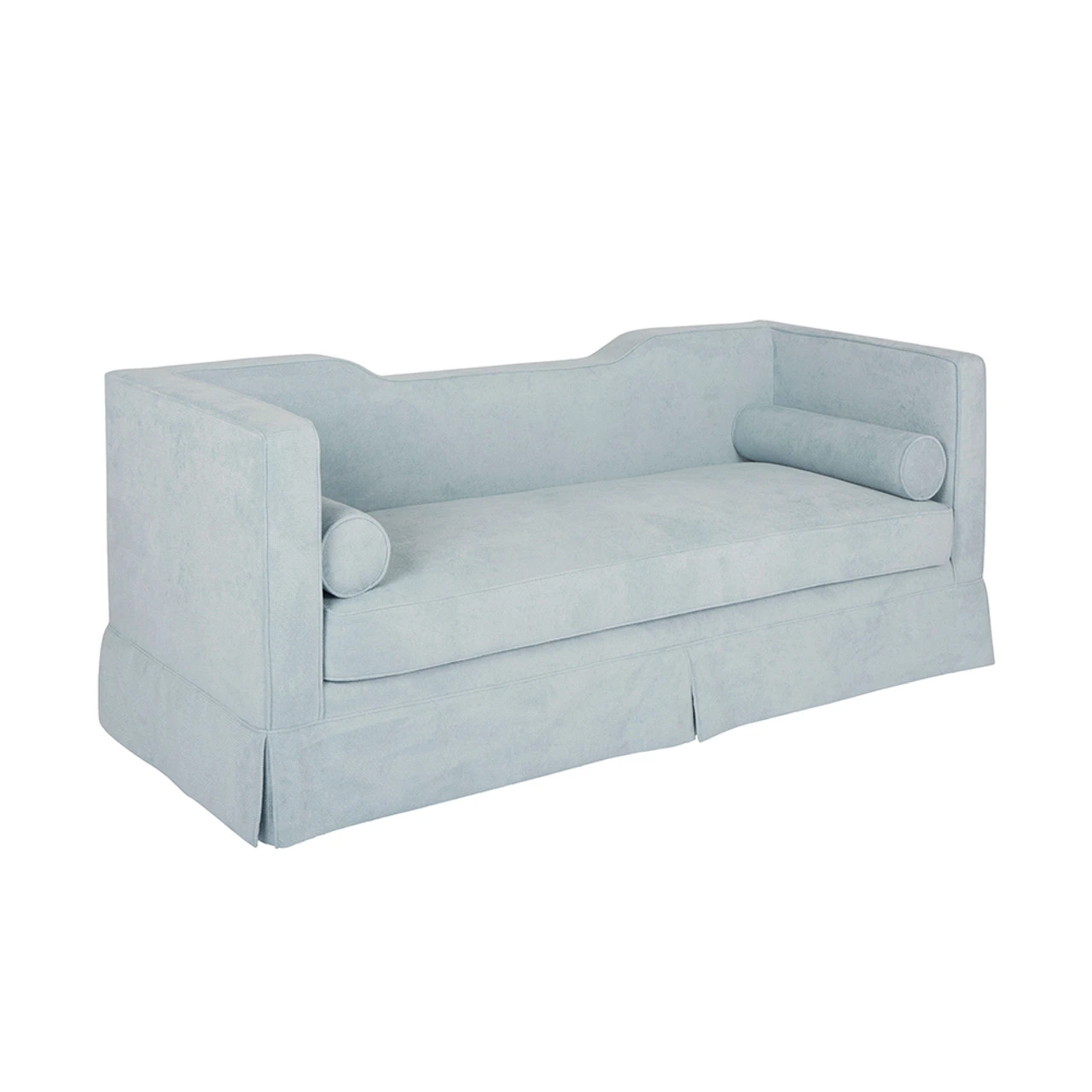 Worlds Away Skirted Tuxedo Style Sofa - Notched Back - Performance Light Blue Chenille 5 Worlds Away Skirted Tuxedo Style Sofa - Notched Back - Performance Light Blue Chenille - Image 5