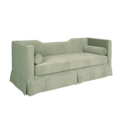Worlds Away Skirted Tuxedo Style Sofa - Notched Back - Sage Green Velvet -Worlds Away WA REX SG ANGLE 52765.1694809399 ni 18592.1707481805
