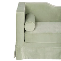 Worlds Away Skirted Tuxedo Style Sofa - Notched Back - Sage Green Velvet -Worlds Away WA REX SG DETAIL 1 82316.1694809418 ni 63436.1707481805