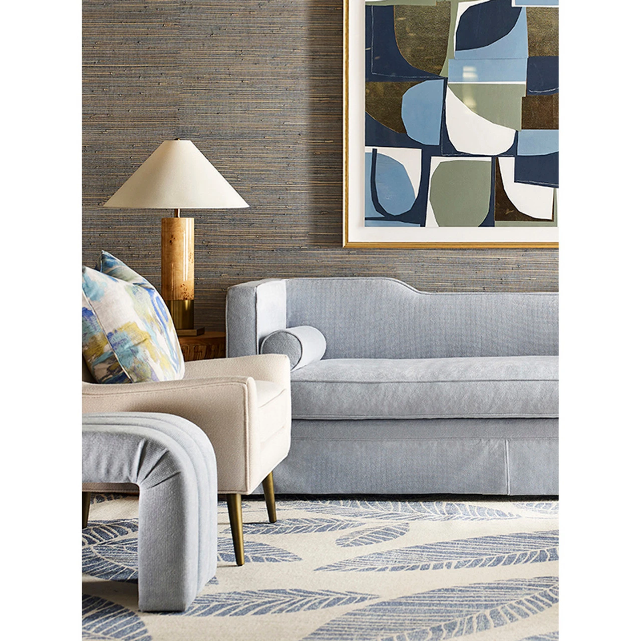 Worlds Away Skirted Tuxedo Style Sofa - Notched Back - Performance Light Blue Chenille 1 Worlds Away Skirted Tuxedo Style Sofa - Notched Back - Performance Light Blue Chenille