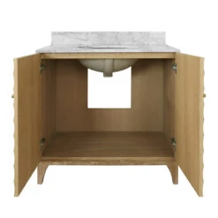 Worlds Away Bath Vanity - Horizontal Fluted Detail - Cerused Oak - White Marble Top, Porcelain Sink, And Polished Brass Knobs 19 Worlds Away Bath Vanity - Horizontal Fluted Detail - Cerused Oak - White Marble Top, Porcelain Sink, And Polished Brass Knobs -Worlds Away WA RHODES CO 2 OPEN 24747.1694809250 ni 27056.1707481806