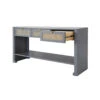 Worlds Away Three Drawer Cane Console - Brass Hardware - Matte Dark Grey Lacquer