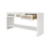 Worlds Away Three Drawer Cane Console - Brass Hardware - Matte White Lacquer