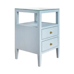 Worlds Away Two Drawer Side Table - Textured Light Blue Linen - Polished Brass Knobs 10 Worlds Away Two Drawer Side Table - Textured Light Blue Linen - Polished Brass Knobs -Worlds Away WA ROSCOE LB ANGLE 73929.1694806468 ni 85065.1707481812