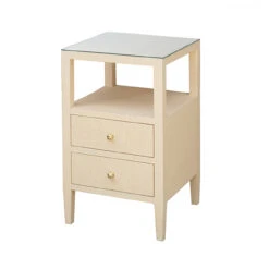 Worlds Away Roscoe Side Table - Grasscloth