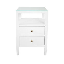 Worlds Away Roscoe Side Table - Coated White Linen -Worlds Away WA ROSCOE WH 70756.1591805352 ni 77279.1707478916