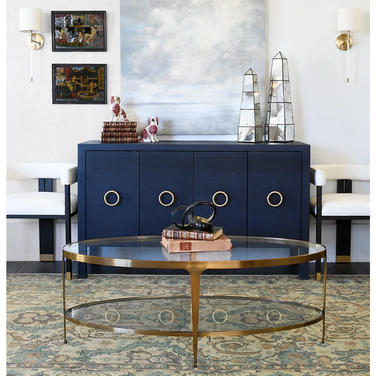 Worlds Away Two Tier Glass Top Oval Coffee Table - Gunmetal 5 Worlds Away Two Tier Glass Top Oval Coffee Table - Gunmetal - Image 5