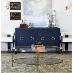 Worlds Away Two Tier Glass Top Oval Coffee Table - Antique Brass -Worlds Away WA Rue Brando Bristow Jude 54296.1658156163 ni 13845.1707481639