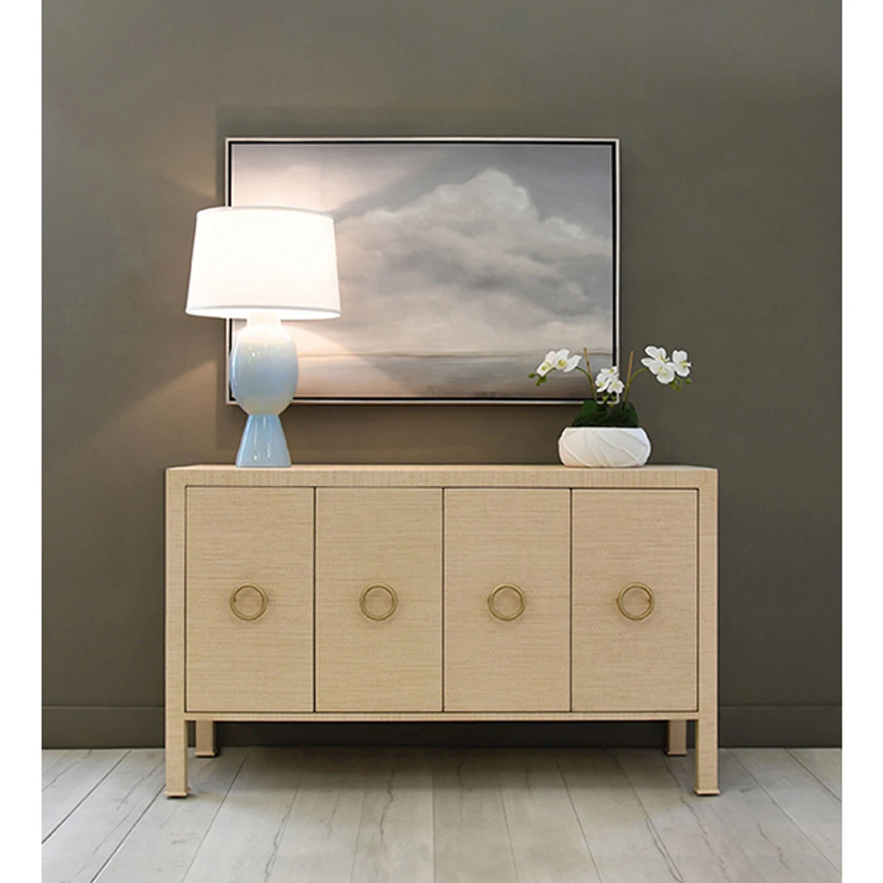 Worlds Away Tall Bulb Shape Ceramic Table Lamp - White Linen Shade - Light Blue - Image 2