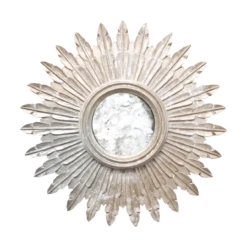 Worlds Away Santo Small Champagned Silver Leaf Starburst Mirror With Antique Mirror Inset