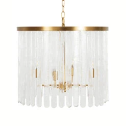 Worlds Away Four Light Hanging Textured Glass Pendant - Brushed Brass -Worlds Away WA SILVANA 14492.1664812724 ni 61226.1707481820