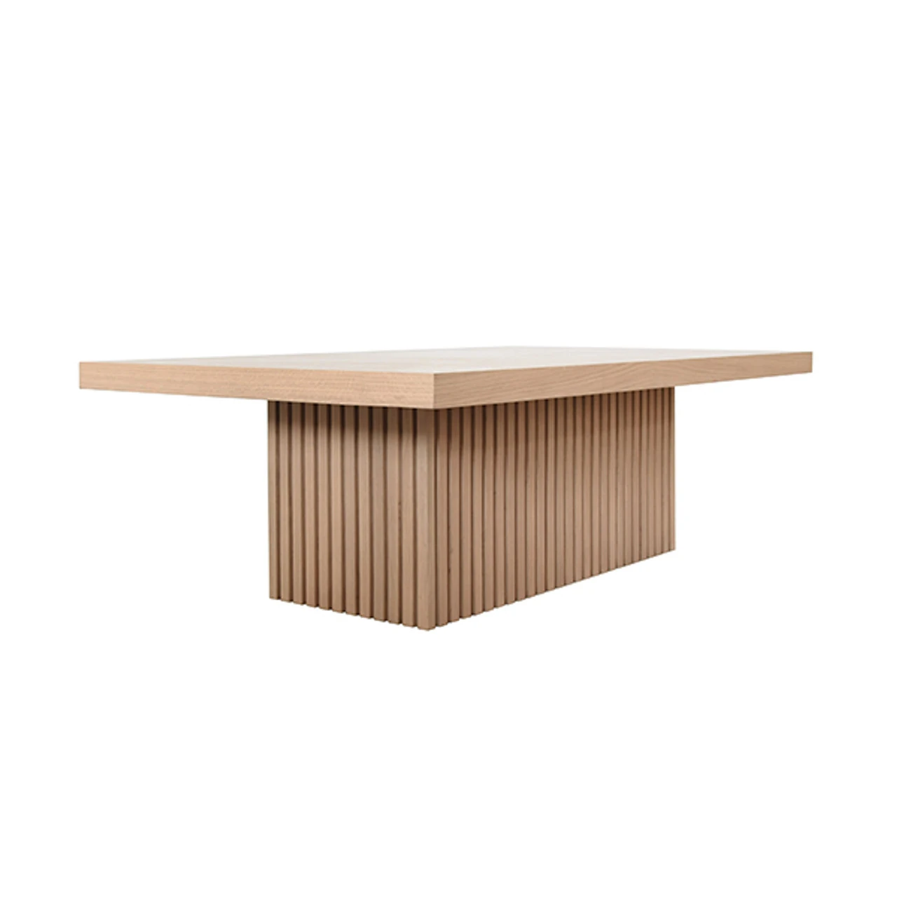 Worlds Away Slatted Pedestal Base Coffee Table - Natural Oak 1 Worlds Away Slatted Pedestal Base Coffee Table - Natural Oak