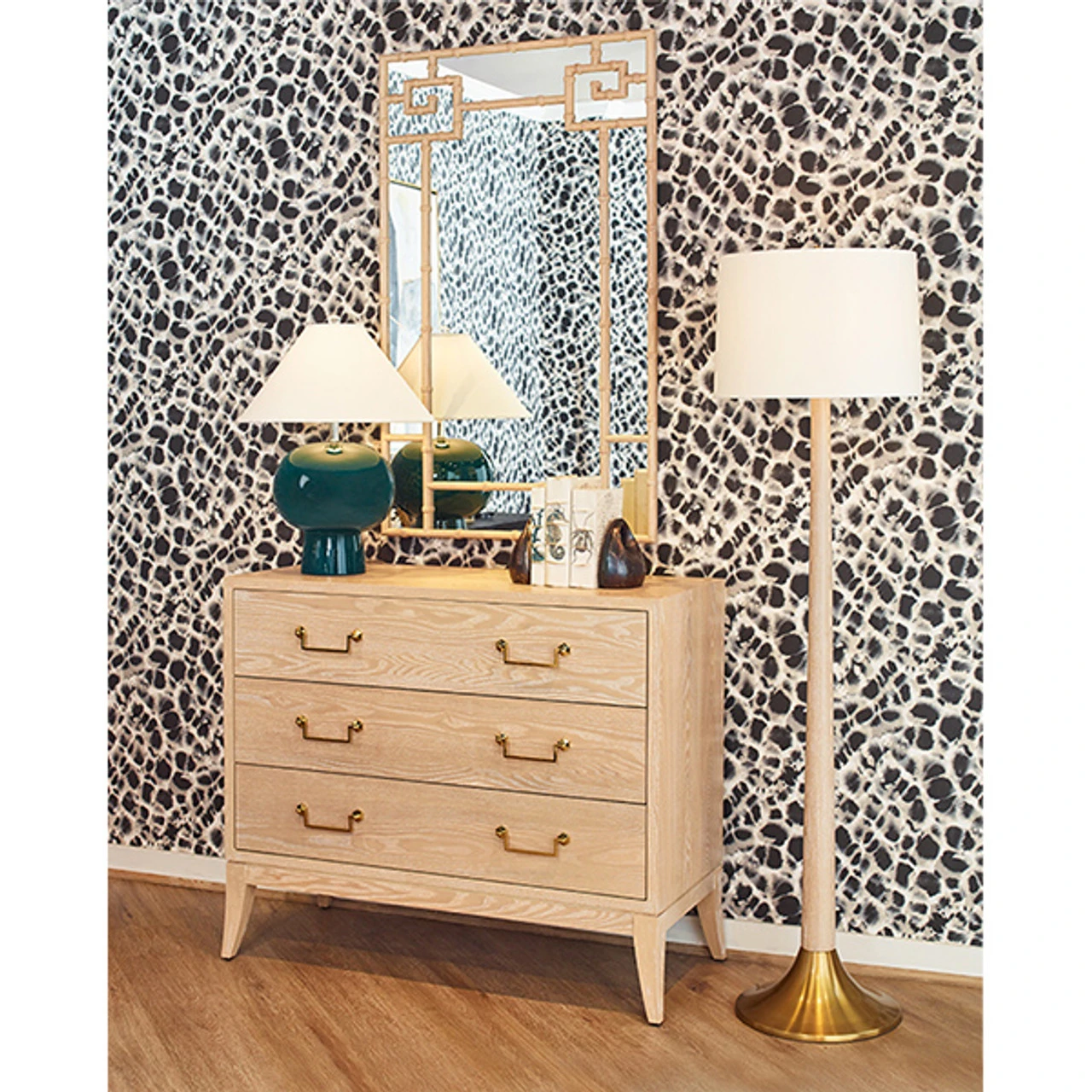 Worlds Away Bamboo Detail Mirror - Light Cerused Oak 2 Worlds Away Bamboo Detail Mirror - Light Cerused Oak - Image 2