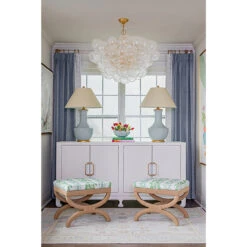 Worlds Away Natural Rope Wrapped Base Stool - White Linen Cushion