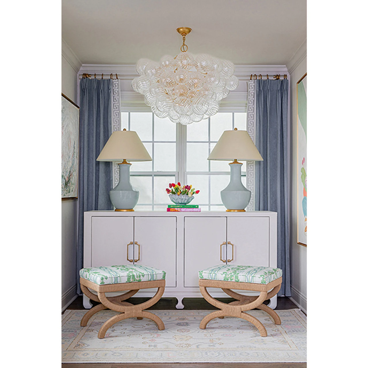 Worlds Away Natural Rope Wrapped Base Stool - White Linen Cushion 1 Worlds Away Natural Rope Wrapped Base Stool - White Linen Cushion