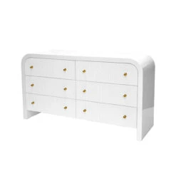 Worlds Away Waterfall Edge Chest - Fluted Drawer Front - White Lacquer -Worlds Away WA VALENTINA WH ANGLE 11039.1686245597 ni 48028.1707481825
