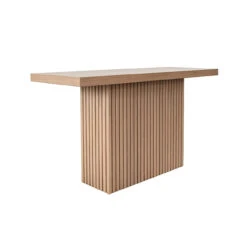Worlds Away Slatted Pedestal Base Console Table - Natural Oak -Worlds Away WA VANNA NO ANGLE 27987.1681241295 ni 04443.1707481826