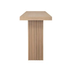 Worlds Away Slatted Pedestal Base Console Table - Natural Oak