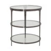 Worlds Away Three Tier Glass Top Round End Table - Gunmetal