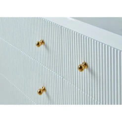 Worlds Away Waterfall Edge Chest - Fluted Drawer Front - White Lacquer