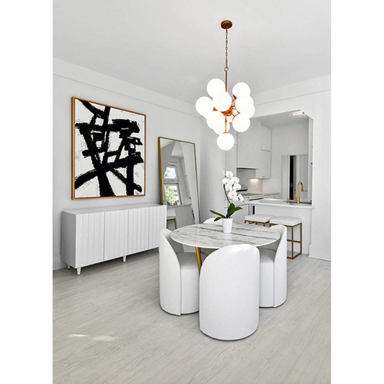 Worlds Away Odette White Lacquer 4 Door Scalloped Front Cabinet - Image 7