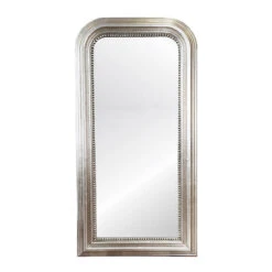 Worlds Away Silver Leaf Wood Floor Mirror - Curved Edges