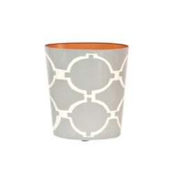 Worlds Away Oval Wastebasket Grey And Cream