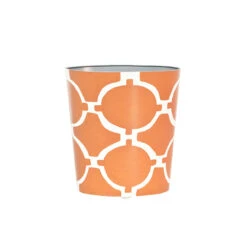 Worlds Away Oval Wastebasket Orange And Cream - #3