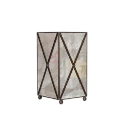 Worlds Away Antique Mirror Square Wastebasket With Crosshatch