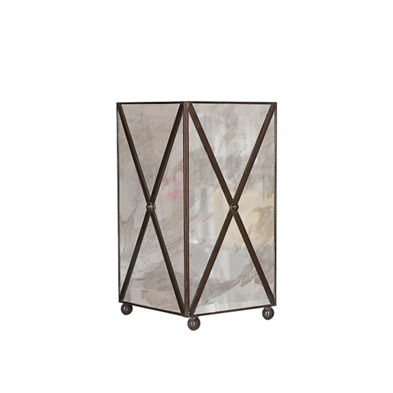 Worlds Away Antique Mirror Square Wastebasket With Crosshatch 1 Worlds Away Antique Mirror Square Wastebasket With Crosshatch