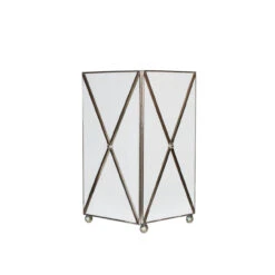 Worlds Away White Glass Crosshatch Wastebasket With Silver Detailing