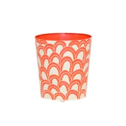 Worlds Away Oval Wastebasket Orange And Cream - #1